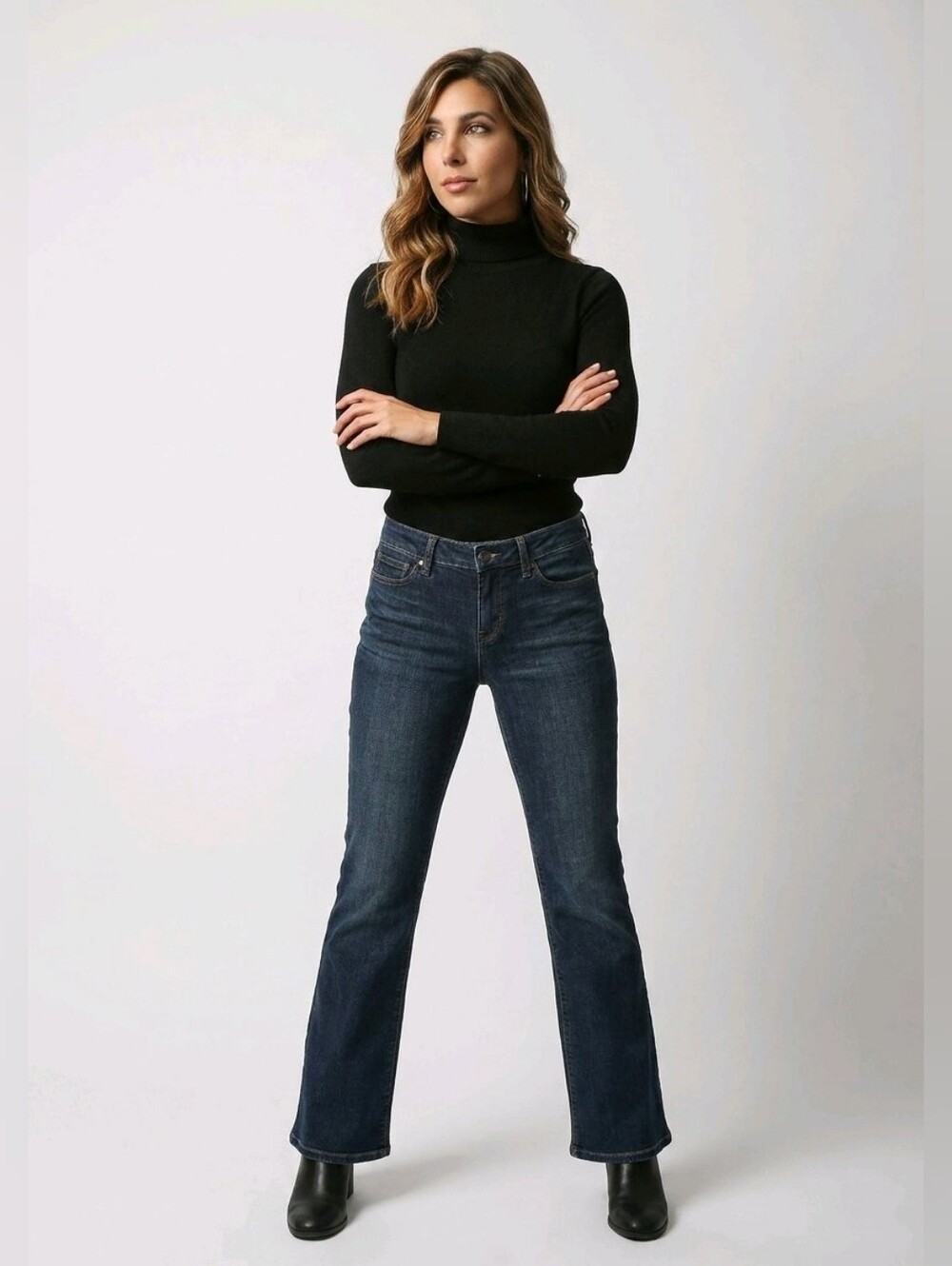 Ann Taylor LOFT  Curvy Bootcut Jeans - Dark Indigo Sz 4